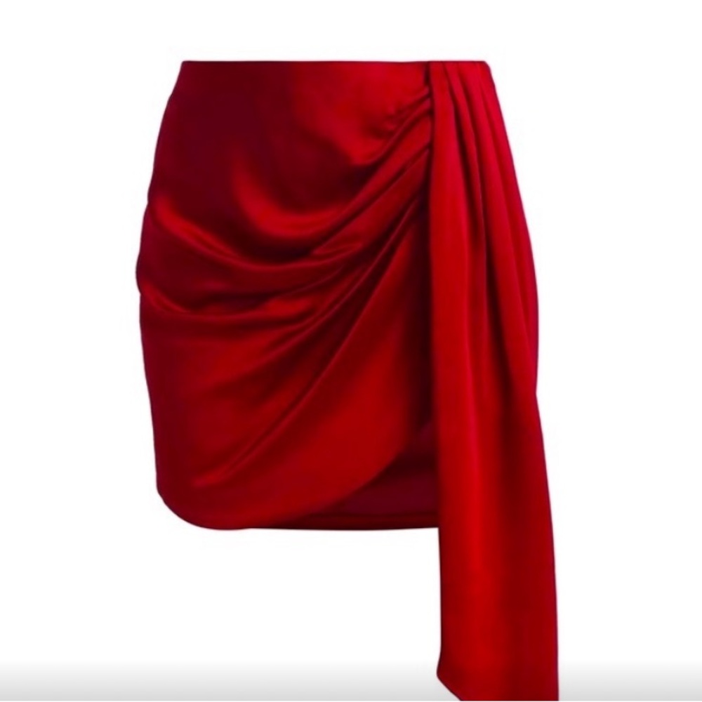 NWT SIMKHAI Mae Draped Satin Miniskirt, 6